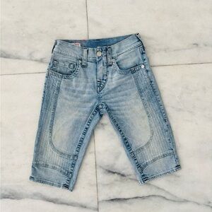 Y2K True Religion Ricky Jean Shorts Relaxed Straight Bermuda Light Wash Women 27